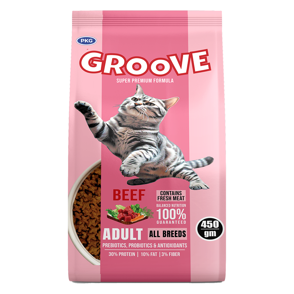 Groove Cat Food – Beef Flavor - 450 Grams